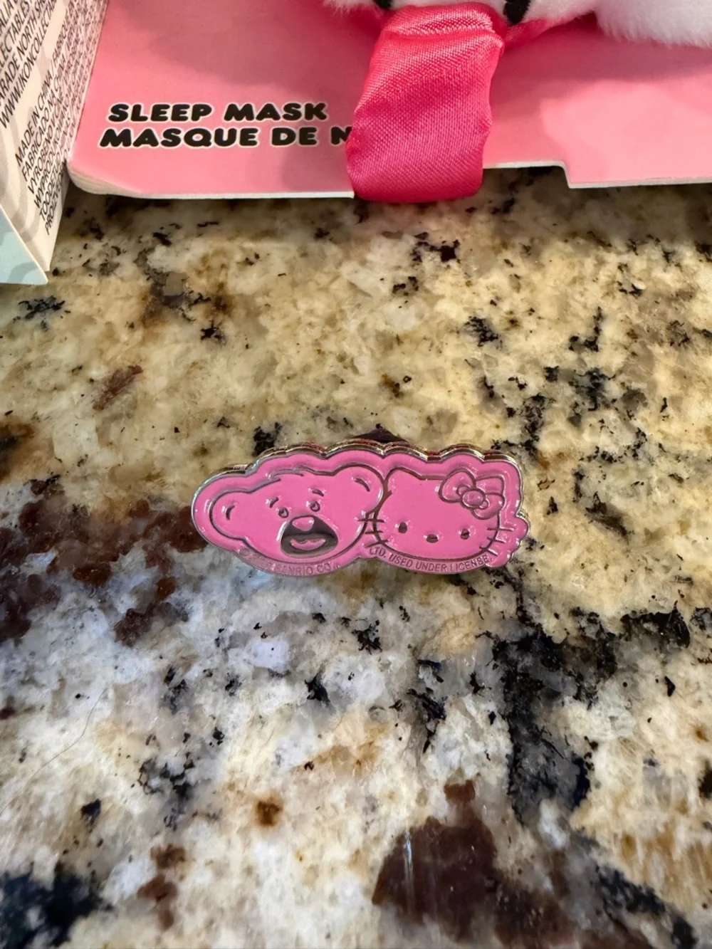 Hello Kitty White & Pink Plush Kids Sleep Mask with Bow